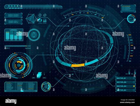 Infographie HUD panneau de tableau de bord avec graphiques de sphère d