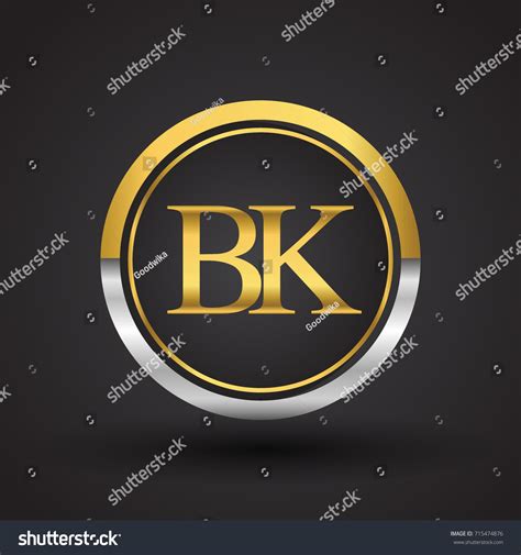 Bk Letter Logo Circle Gold Silver vector de stock libre de regalías