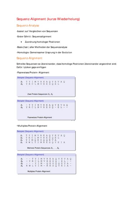 Sequenz Alignment Blast Sequenz Alignment Kurze Wiederholung