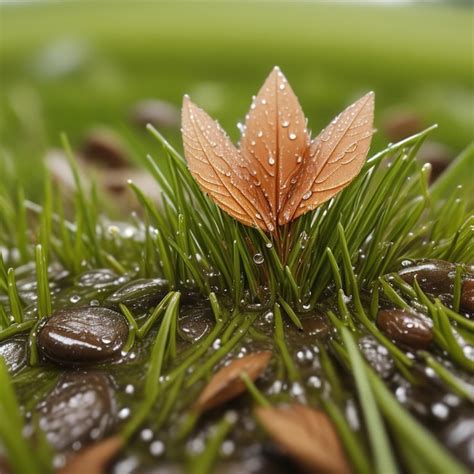 Premium AI Image | Macro photography of grass and leaf