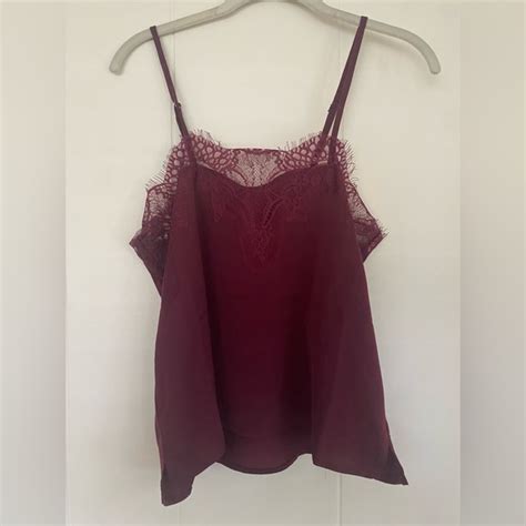 Lulus Tops Maddox Burgundy Satin Lace Cami Poshmark