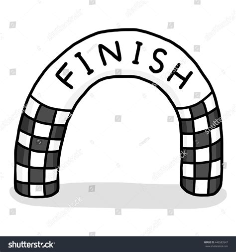 Finish Line Cartoon Vector Illustration Hand 스톡 벡터(로열티 프리) 446583547