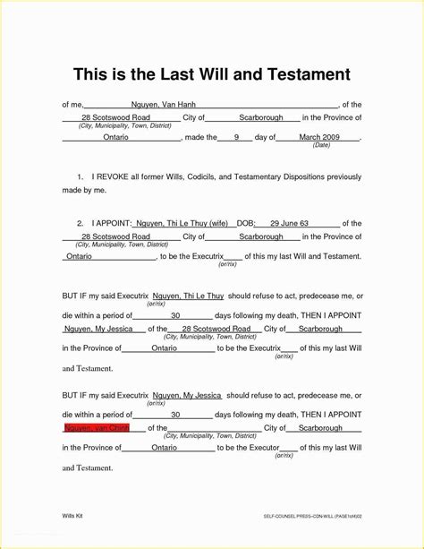 Free Will Template For Microsoft Word