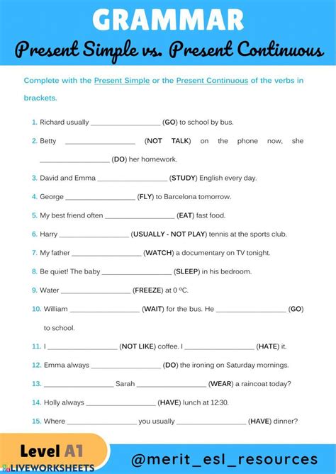 Present Simple Present Continuous Liveworksheets 60 фото