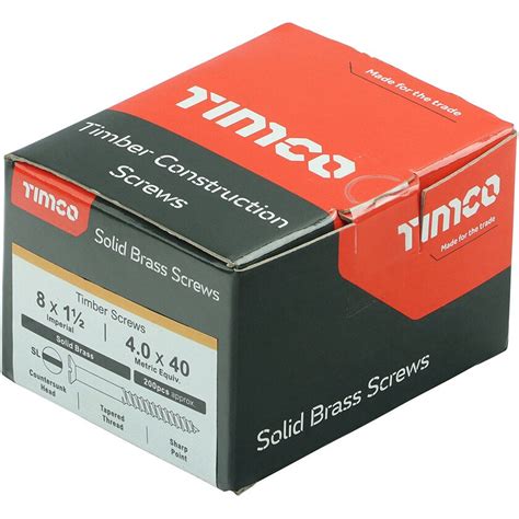 No X Brass Woodscrew Slotted Csk Box Of Cbs Timco