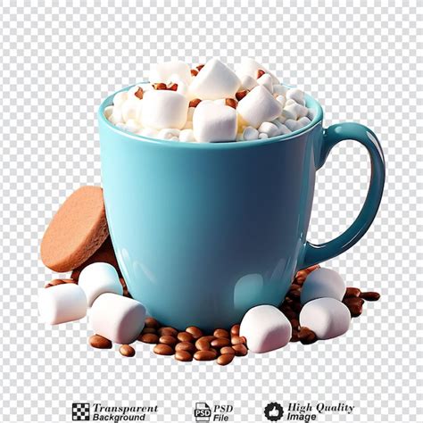 Premium PSD Mug With Hot Cocoa And Marshmallows Isolated On
