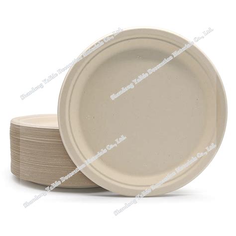 Inch Round Disposable Tableware Sugarcane Bagasse Pulp Paper Party