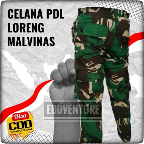 Jual Celana Cargo Panjang Pria Wanita Pdl Loreng Malvinas Tni Hijau