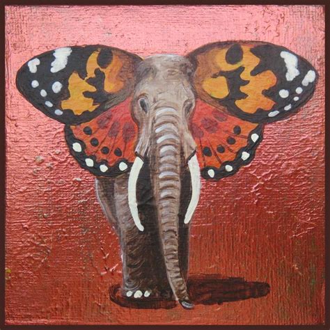 Elephant-Butterfly Painting by Anja Semling | Saatchi Art