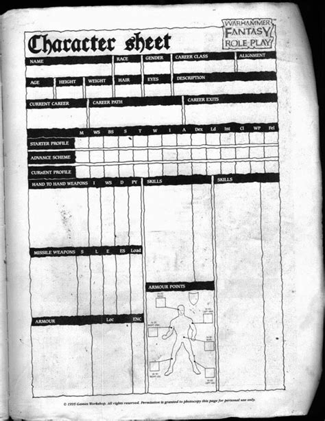 OLDHAMMER ROLEPLAY Character Sheet