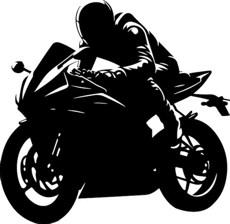 Pose Minimale De Motocycliste De Route Homme Silhouette Vectorielle