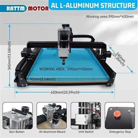 UK3 Axis 4540 CNC Router GRBL Control Laser Engraving Machine 500W