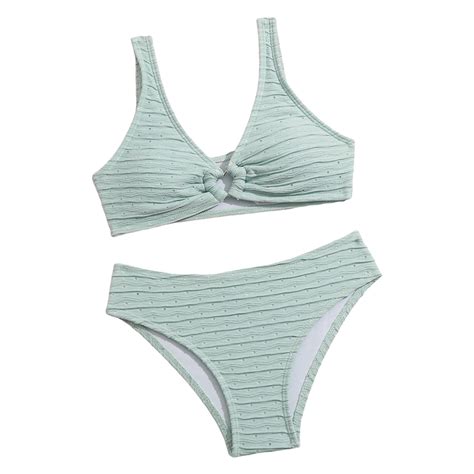 Gibobby Girl S Piece Swimsuit Solid Spaghetti Strap Bikini Sets Beach