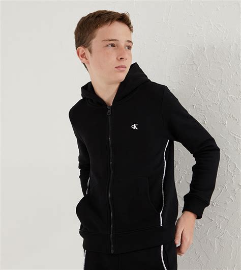 Buy Calvin Klein Logo Piping Zip Thro Hoodie In Black 6thstreet Bahrain