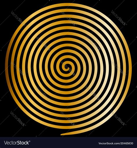 Gold Round Abstract Vortex Hypnotic Spiral Vector Image