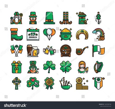 Stpatricks Day Icon Set Vector Stock Vector Royalty Free 1943598748 Shutterstock