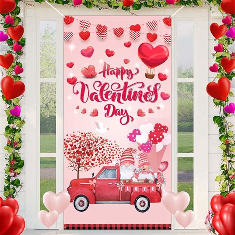 Wednok Valentines Day Banner Happy Valentine S Day Door Cover For