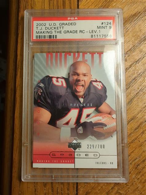 2002 U D Graded Making The Grade Level 1 700 T J Duckett 124 PSA 9