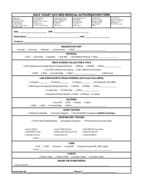 Gulf Coast Occ Med Medical Authorization Form Fill Out Sign Online