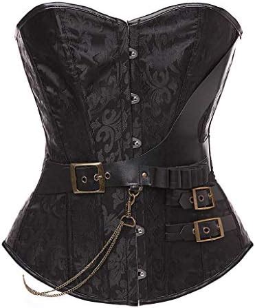 Binggong Damen Steampunk Brokatmuster Corsage Korsett Vintage Retro