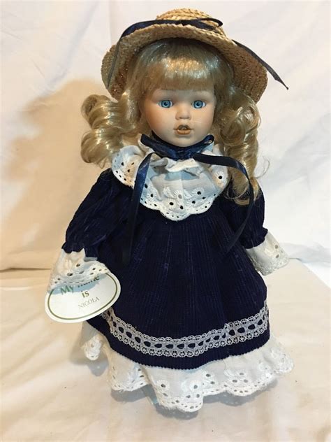 Porcelain Doll 12” Genuine Porcelain Doll On Stand Ebay