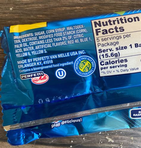 Airhead Nutrition Label
