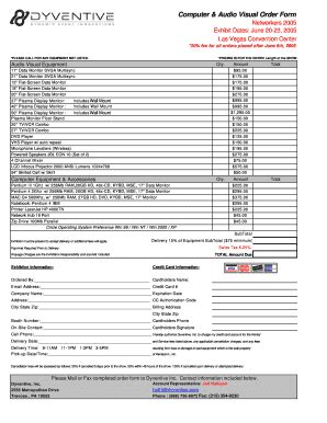 Fillable Online Computer Audio Visual Order Form Cisco Fax Email