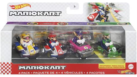 Hot Wheels Mario Kart™ 4 Pack Wario™ Mario™ Waluigi™ And Luigi™ Nintendo Official Site