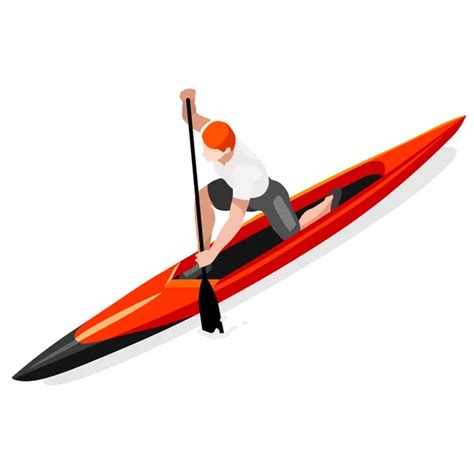 Olympics Kayak Sprint Summer Games Icon Set D Isometric Canoeist