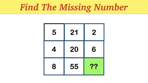 Find The Missing Number Square Grid Missing Number Puzzle Youtube