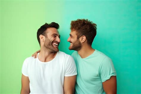 Ilustración generativa de ia de una pareja sonriente gay lgbt concepto