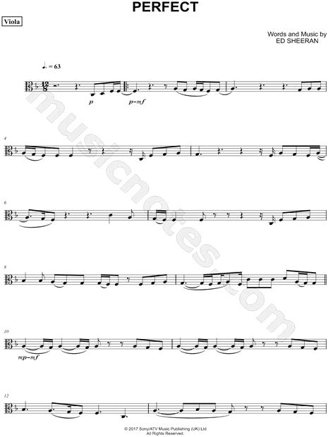 Ed Sheeran Perfect Viola Sheet Music In F Major Download And Print