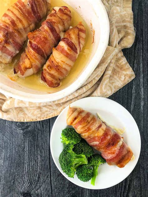 Easy Keto Bacon Wrapped Stuffed Chicken With Ham And Cheese