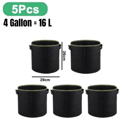 4 gallons 5 pièces Sac de culture de jardin en feutre pot de plante de