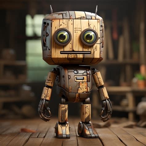 Premium Ai Image Stylized Wooden Robot