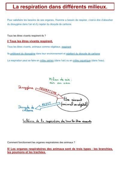 La respiration dans diffÃrents milieux