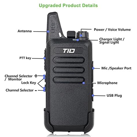 Tidradio Td M Way Radio Walkie Talkies Rechargeable Ch Vox