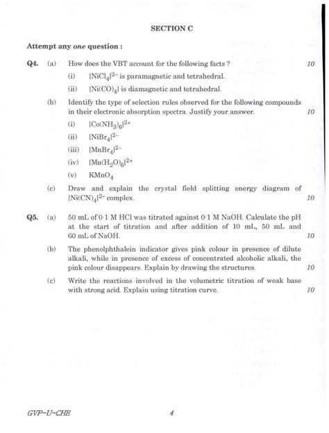 Combined Geo Scientist And Geologist Chemistry Paper I Examination