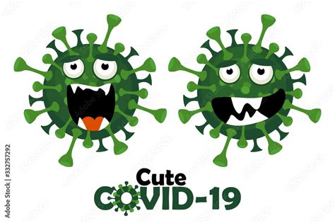 The cartoon character of the cute covid-19 virus. Stock Vector | Adobe Stock