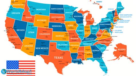 Printable Map Of The USA With State Names