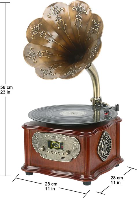 MEAGEAL Tocadiscos de madera retro gramófono vintage Bluetooth