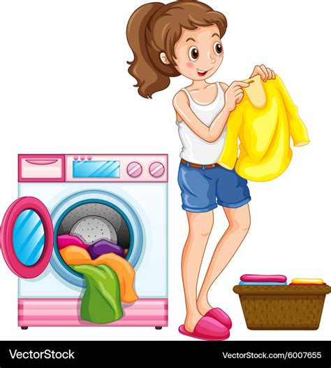 Woman Washing Clothes In The House Royalty Free Vector Image