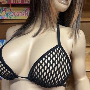 Black Mesh Bikini Top Etsy