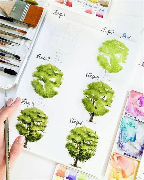 Easy Watercolor Flower And Tree Painting Ideas Beautiful Dawn