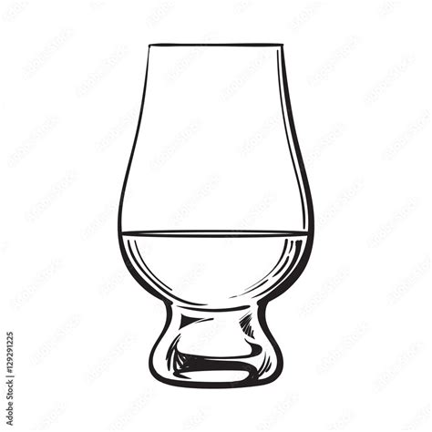 Scotch Whiskey Rum Brandy Nosing Glass Sketch Style Vector