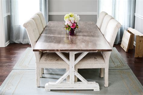 How To Paint Stain Whitewash And Distress A Fancy X Farmhouse Table By