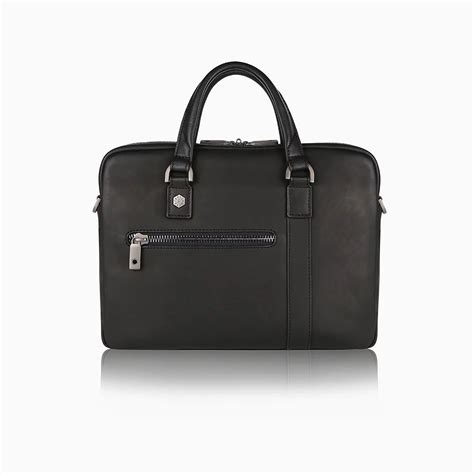 Slim Leather Briefcase Black