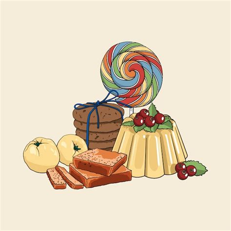 Premium Vector Colorful Isoleted Hand Drawn Set Of Sweets