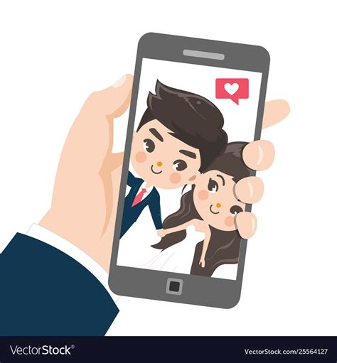 Couple Are Taking Selfies Royalty Free Vector Image