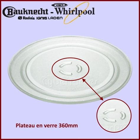 Plateau en verre 360mm Whirlpool 481946678348 Pièces Micro ondes